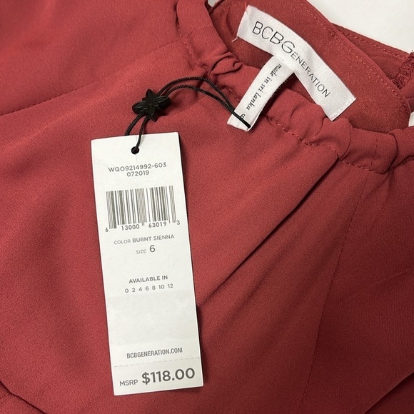 BCBGeneration Women's Cutout Crisscross Back Jumpsuit in Burnt Sienna, Size 6 - Picture 3 of 6